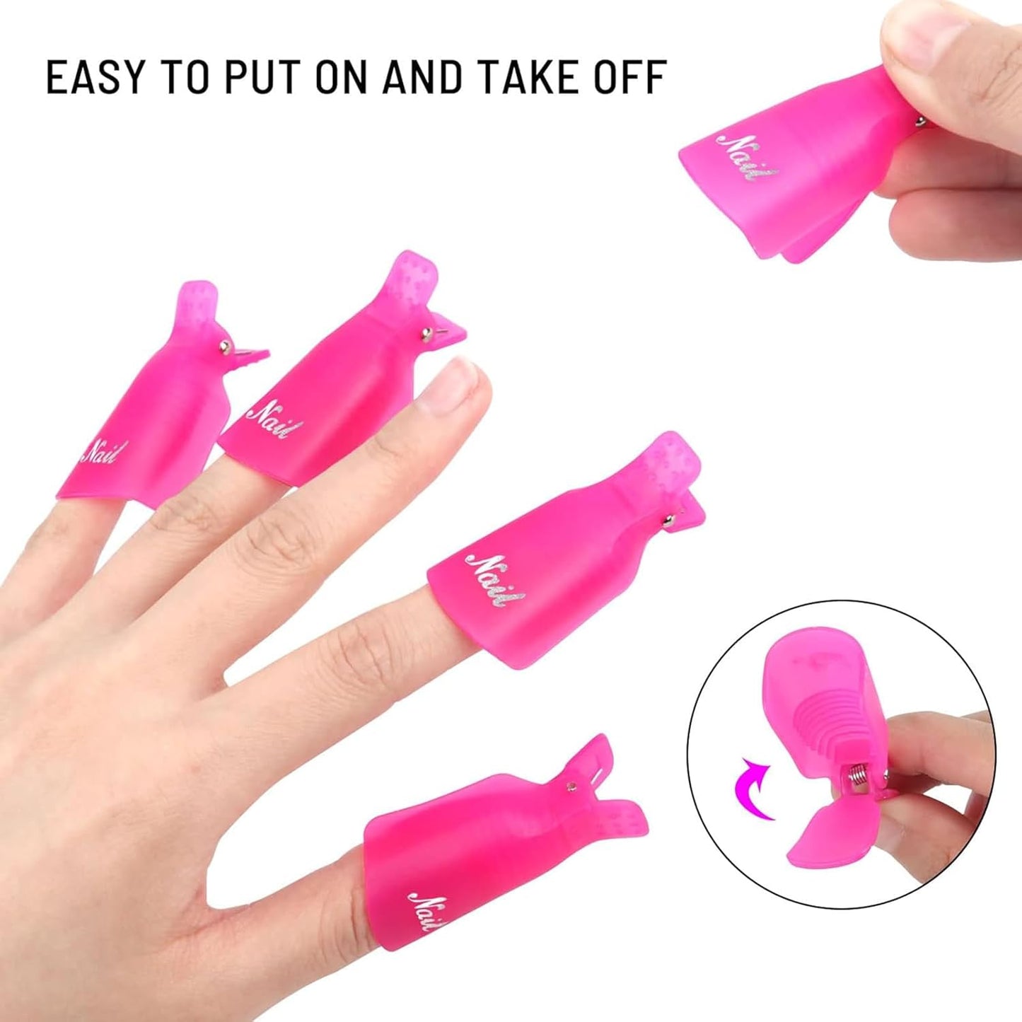 (10 Pcs Pink Toenail) Plastic Acrylic Nail Art Soak Off Cap Clip UV Gel Polish Remover Wrap Tool Gel Nail Polish Remover Clips for Fingernail Removal Soak Off Clips Wrap Cleaner Cap Clip