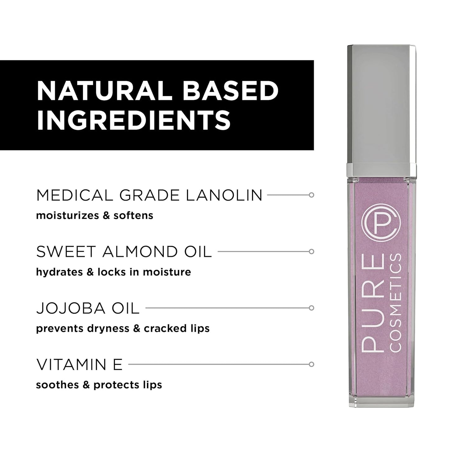 Pure Cosmetics Pure Illumination Lip Gloss - LED-lit Applicator w/Side Mirror - Non-Sticky, Moisturizing & Hydrating Lip Glosses - Soothes & Heals Dried Chapped Lips (Classy)