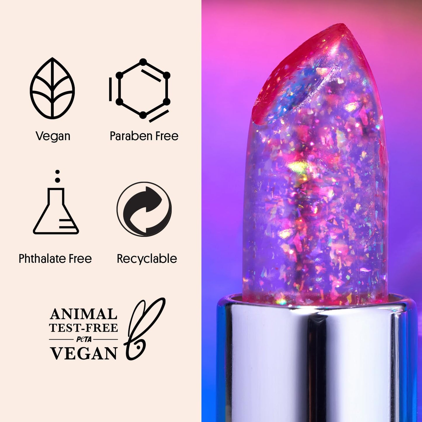 Winky Lux Lavender Glitter Confetti Balm - Hydrating ph Lip Balm, Natural Pink Tint with pH Color Changing, Moisturize & Soften Lips While Leaving Sheer Pink Tint, with Vanilla Scent