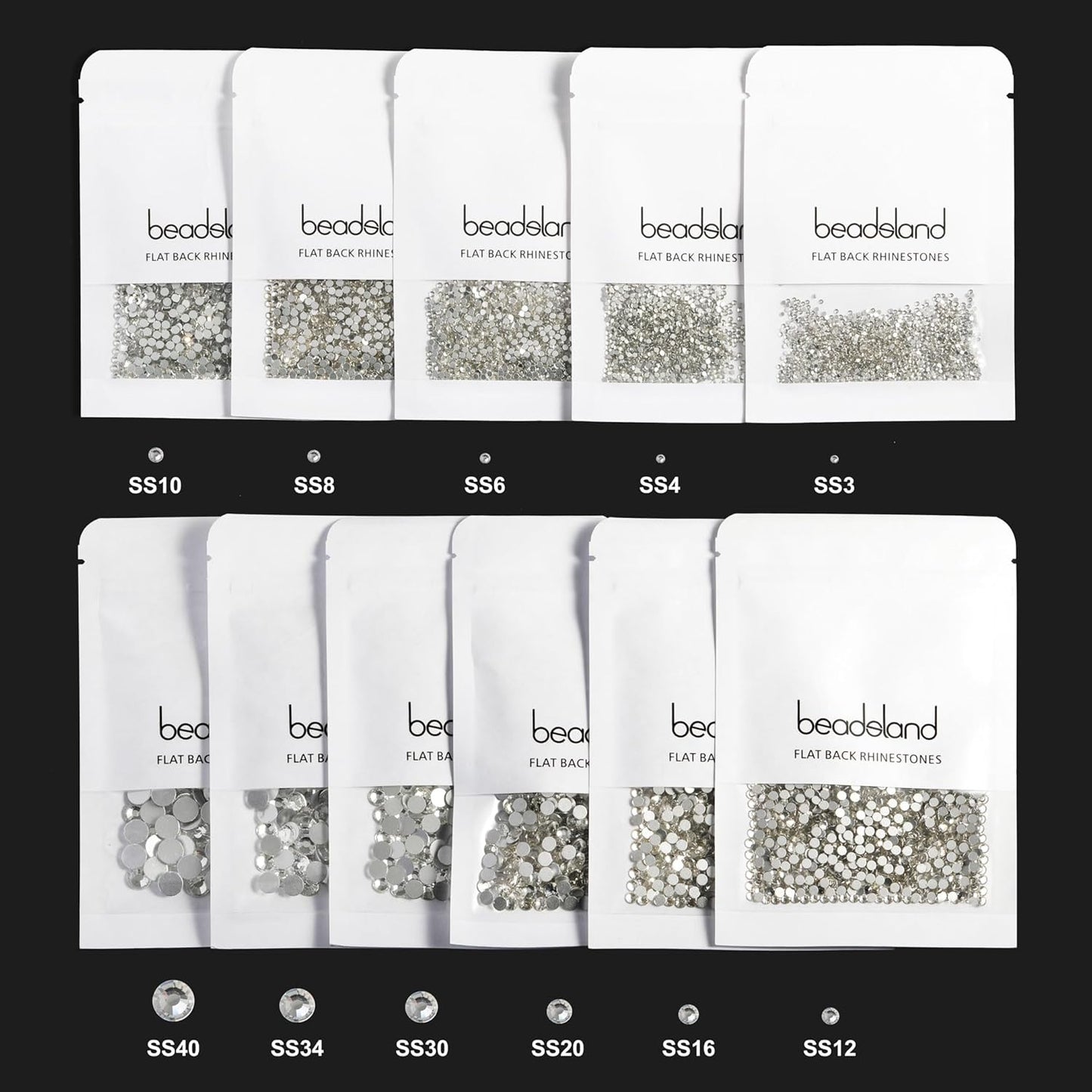 beadsland Flat Back Crystal Rhinestones Round Gems for Nail Art and Craft Glue Fix, Amethyst (2.9-3.0mm) SS12/1440pcs