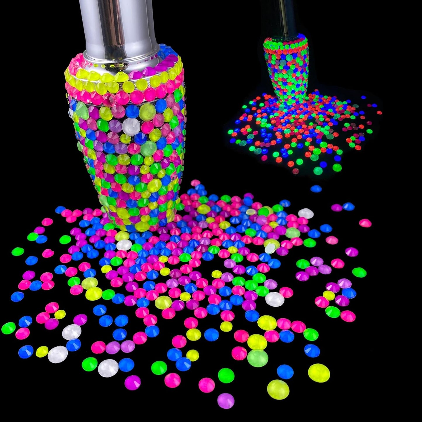 Flatback Glass Rhinestones,Bedazzler Gems 1440pcs Non Hotfix Crystal Rhinestones for Nail Charms Crafts Clothes Tumblers,Rosy Pink Neon,SS10