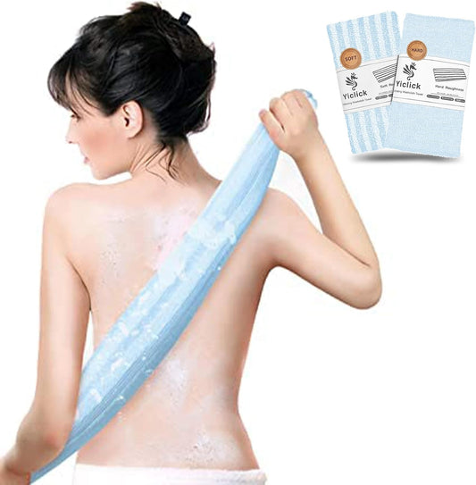 Yiclick 2pcs Back Scrubber for Shower Bath ，Exfoliating Body Scrubber, Body Exfoliator Loofah Luffa Sponge Net Rag Back Washer