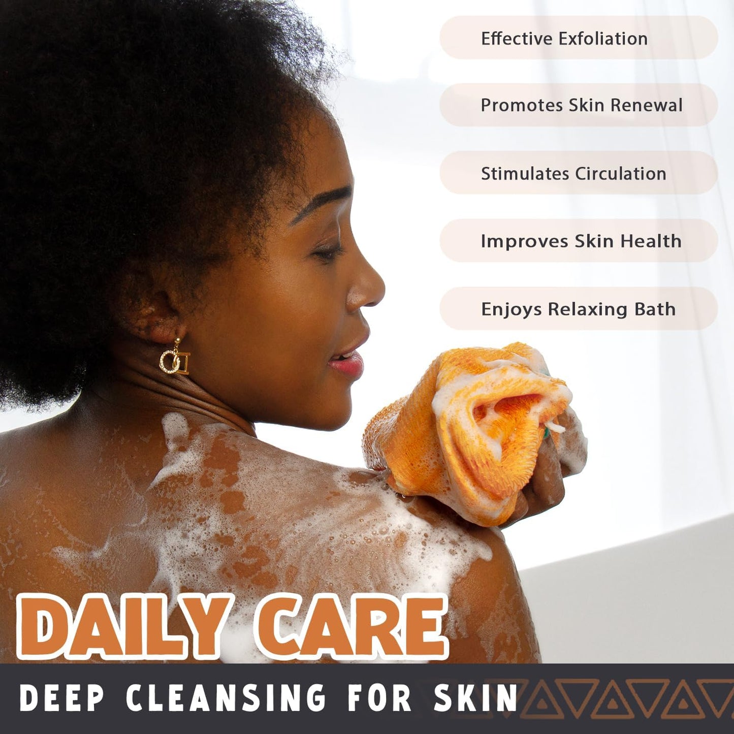 African Net Sponge Authentic - 2 Pieces Real African Exfoliating Sponge with Knots - Afro Back Scrub Net for Body Exfoliator - Bath Loofah Washcloth for Shower Essentials