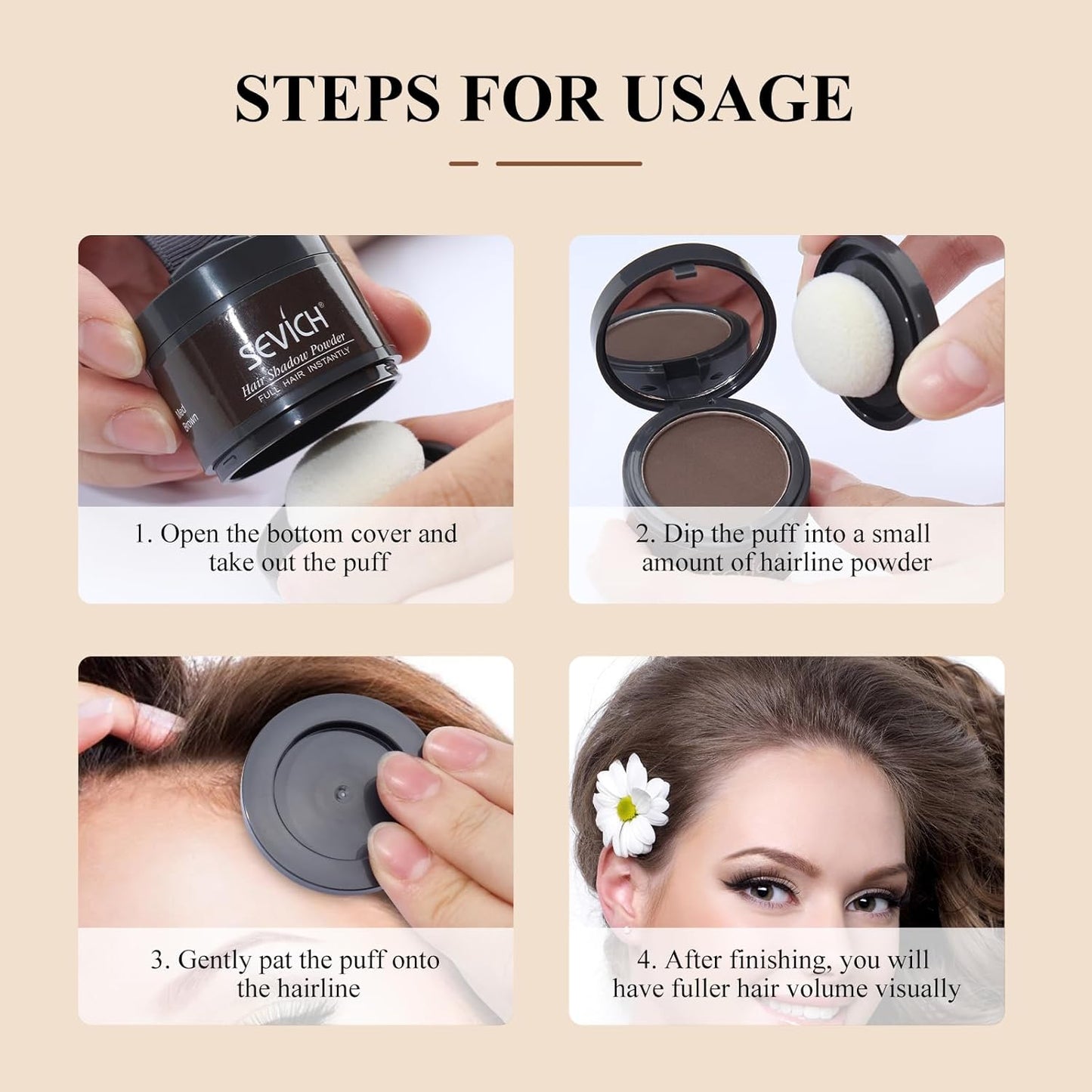 Instantly SEVICH Hairline Powder - Quick Cover Grey Hair Concealer for Thinning Hairlines, Eyebrows & Beards, Windproof & Sweatproof, Med Blonde