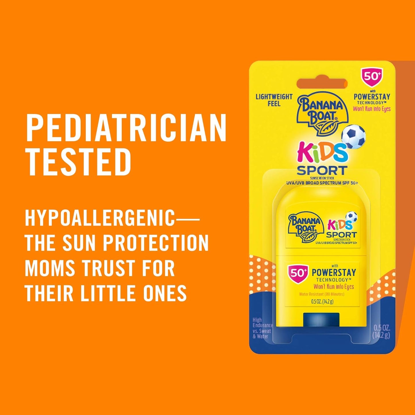 Banana Boat Kids Sport Sunscreen Stick SPF 50 Travel Size 0.5oz & Sport Ultra Sunscreen Lotion SPF 50 Family Size 12oz