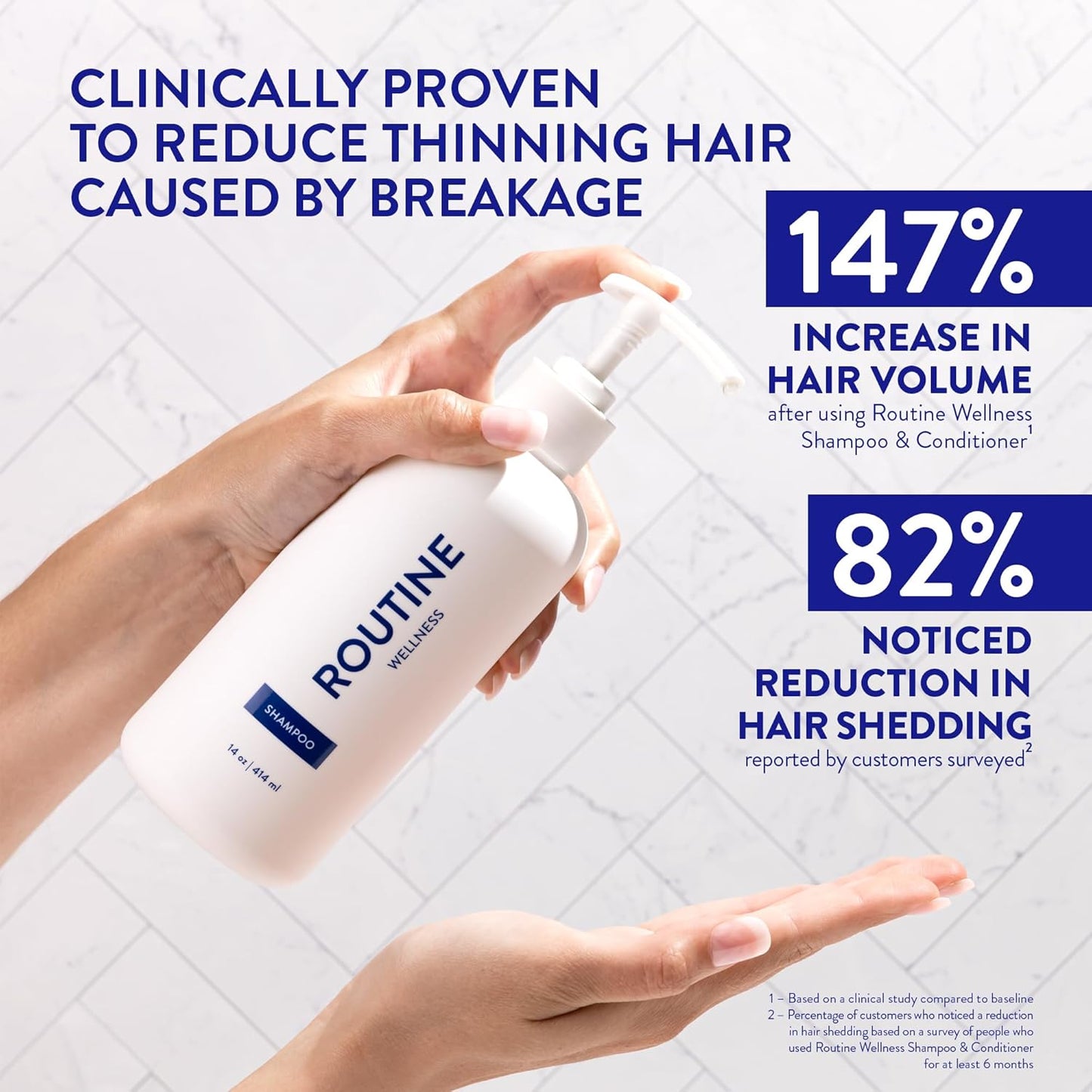 Routine Wellness Anti-Thinning Shampoo for Thinning Hair - Biotin DHT Blocker Women & Men - Color Safe Shampoo for Hair Loss & Healthy Hair - Lavender & Cedar - 14oz