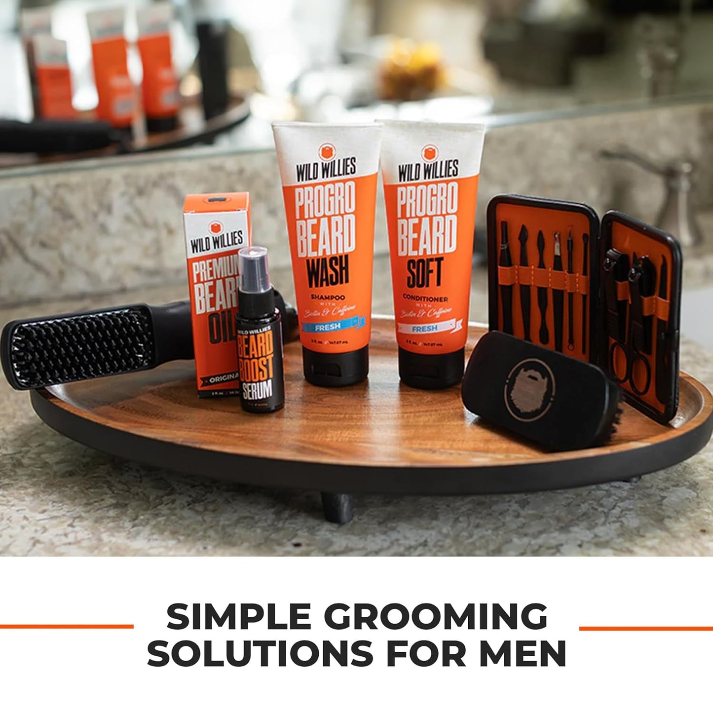 Wild Willies Beard Straightener for Men - 3 Temperature Settings, Tourmaline Ceramic Heated Beard Brush & Hot Comb - Portable, Ionic Technology, Coarse & Curly Hair, 400F - Grooming Tool