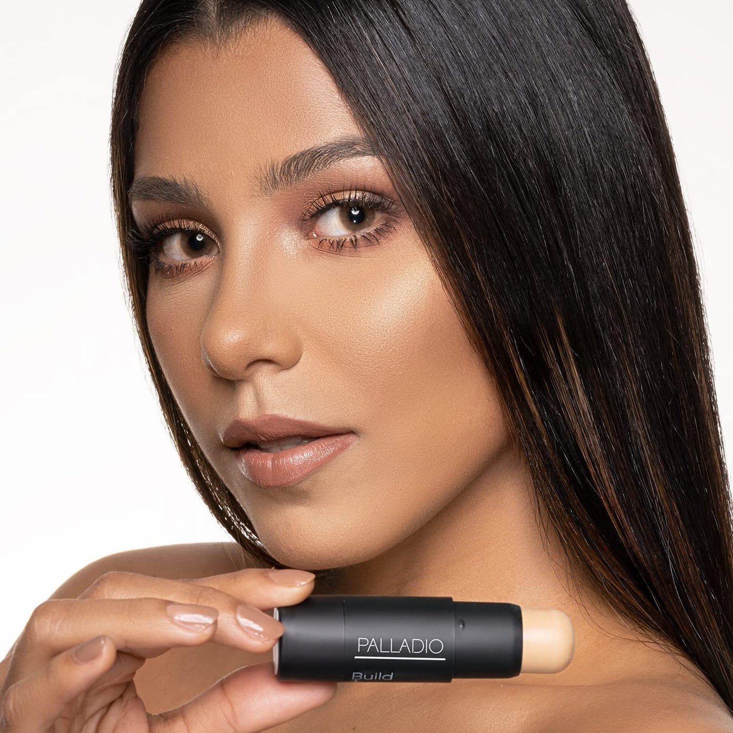 Palladio BUILD & BLEND Foundation Stick, Medium Coverage Buildable Contour Stick for Face, Ultra Blendable Creamy Formula for a Natural Shine Free Finish, (Warm Caramel)