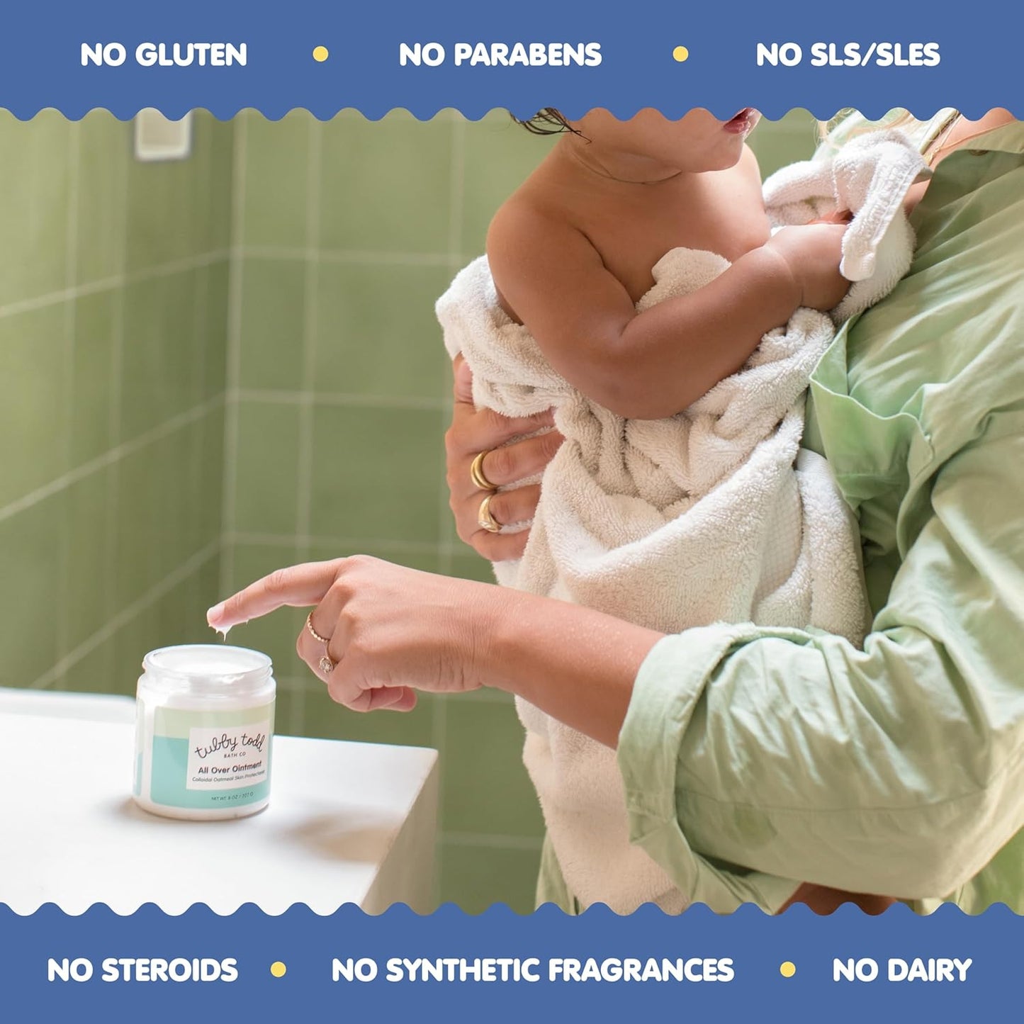 TUBBY TODD All Over Ointment - Baby Eczema Cream - Everyday Multi-Purpose Baby Skin Relief Cream - Sensitive Skin, Dry Skin, Rash, & Irritation - Steroid & Gluten Free - Lavender Rosemary, 2 Pack, 8oz
